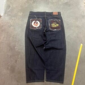Y2K red monkey clothing embroidered mens dark wash jeans baggy‎ hiphop 42